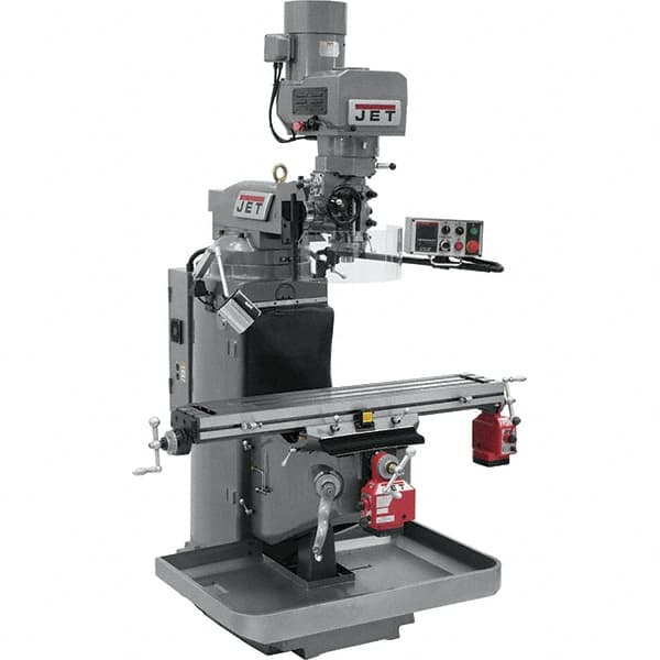 Jet - 9" Table Width x 49" Table Length, Electronic Variable Speed Control, 3 Phase Knee Milling Machine - 3 hp - Strong Tooling