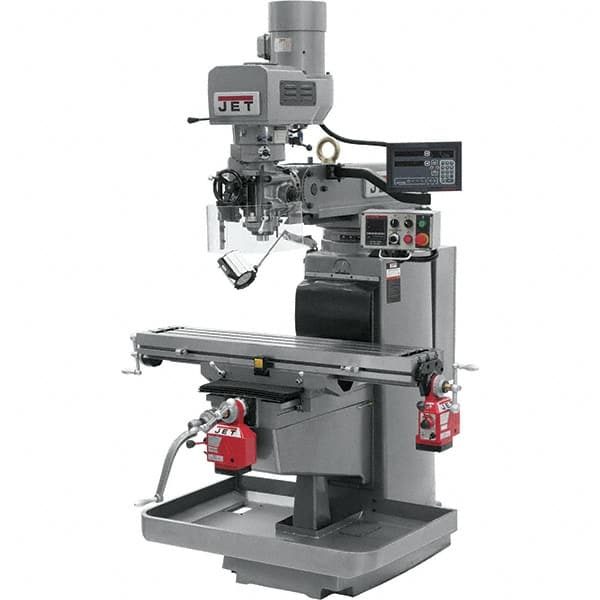 Jet - 10" Table Width x 50" Table Length, Electronic Variable Speed Control, 3 Phase Knee Milling Machine - 3 hp - Strong Tooling