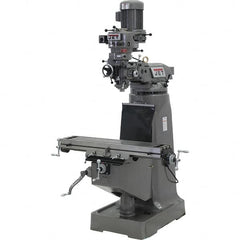 Jet - 9" Table Width x 42" Table Length, Step Pulley Control, 1 Phase Knee Milling Machine - 2 hp - Strong Tooling