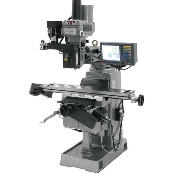 Jet - 9" Table Width x 49" Table Length, Electronic Variable Speed Control, 3 Phase Knee Milling Machine - R8 Spindle Taper, 3 hp - Strong Tooling