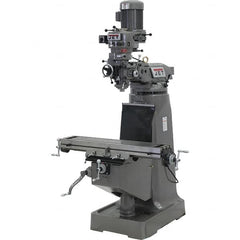 Jet - 9" Table Width x 42" Table Length, Step Pulley Control, 3 Phase Knee Milling Machine - 2 hp - Strong Tooling