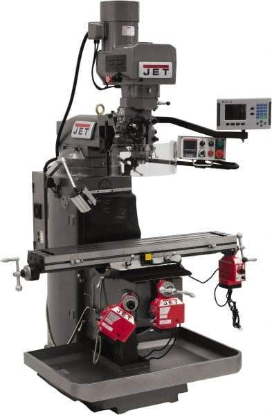 Jet - 9" Table Width x 49" Table Length, Electronic Variable Speed Control, 3 Phase Knee Milling Machine - 3 hp - Strong Tooling