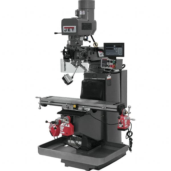 Jet - 9" Table Width x 49" Table Length, Electronic Variable Speed Control, 3 Phase Knee Milling Machine - 3 hp - Strong Tooling