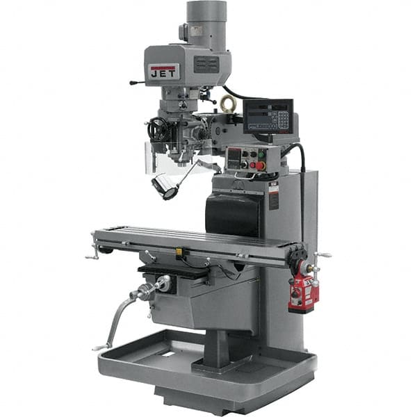 Jet - 10" Table Width x 50" Table Length, Electronic Variable Speed Control, 3 Phase Knee Milling Machine - 3 hp - Strong Tooling