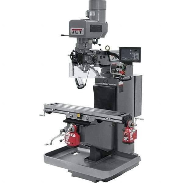 Jet - 9" Table Width x 49" Table Length, Electronic Variable Speed Control, 3 Phase Knee Milling Machine - 3 hp - Strong Tooling