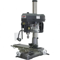 Jet - 1 Phase, 15-7/8" Swing, Step Pulley Mill Drill Combination - 31-3/4" Table Length x 9-1/2" Table Width, 20-1/2" Longitudinal Travel, 2 hp, 230 Volts - Strong Tooling