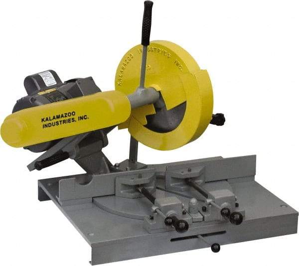 Kalamazoo - 10" Blade Diam, 5/8" Arbor Hole, Miter Chop & Cutoff Saw - 3,450 RPM, 3 hp, 220/440 Volts, 1 or 3 Phase - Strong Tooling