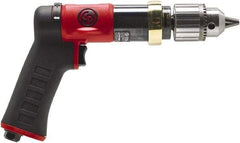 Chicago Pneumatic - 1/2" Reversible Keyed Chuck - Pistol Grip Handle, 840 RPM, 0.5 hp, 90 psi - Strong Tooling