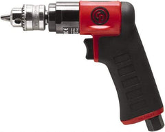 Chicago Pneumatic - 1/4" Keyed Chuck - Pistol Grip Handle, 3,300 RPM, 0.3 hp, 90 psi - Strong Tooling