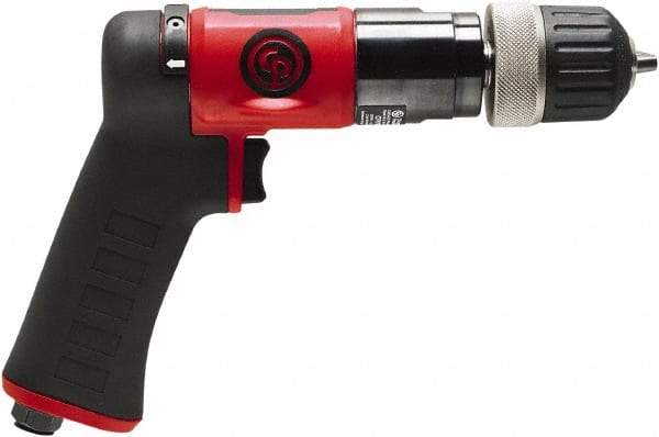 Chicago Pneumatic - 3/8" Reversible Keyless Chuck - Pistol Grip Handle, 2,100 RPM, 0.5 hp, 90 psi - Strong Tooling