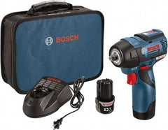 Bosch - 3/8" Drive 12 Volt Pistol Grip Cordless Impact Wrench & Ratchet - 1,200/2,600 RPM, 0 to 3,100 BPM, 85 Ft/Lb Torque, 2 Lithium-Ion Batteries Included - Strong Tooling