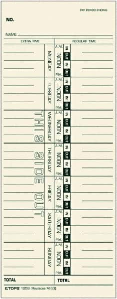 TOPS - 9" High x 3-1/2" Wide Weekly Time Cards - Manila, Use with Acroprint M33, IBM 10-800292, Lathem 33, Simplex 10-100382, 10-800292, 1950-9305, 950-9361 - Strong Tooling