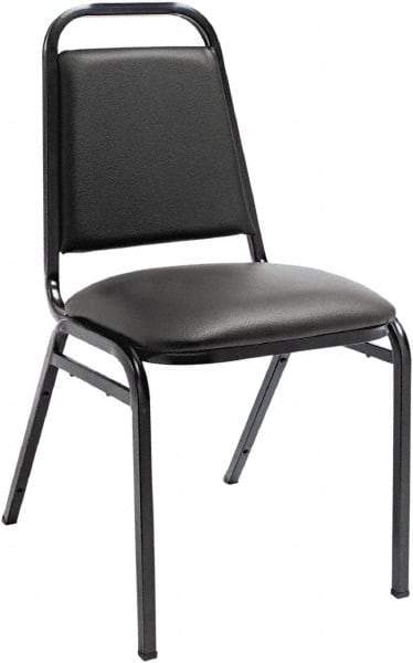 ALERA - Vinyl Black Stacking Chair - Black Frame, 15" Wide x 20-1/2" Deep x 32" High - Strong Tooling