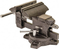 OEM Tools - 4-1/2" Jaw Width, 4-1/2" Opening Capacity, 1-3/4" Throat Depth, Cast Iron Swivel Bench Vise - Bolt Down Base Attachment - Strong Tooling