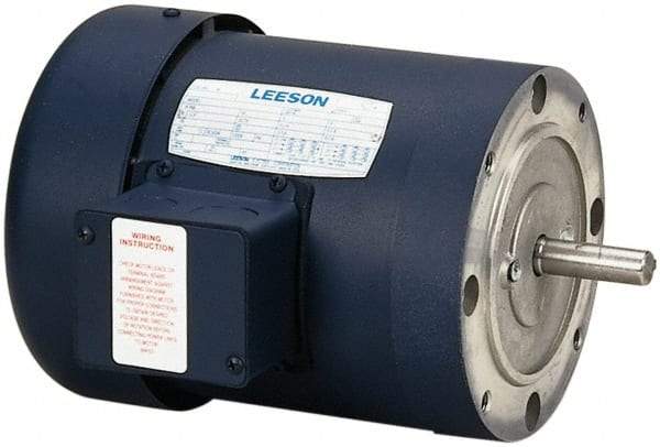 Leeson - 1 Max hp, 3,450 Max RPM, Electric AC DC Motor - 208-230/460 V Input, Three Phase, 56C Frame - Strong Tooling