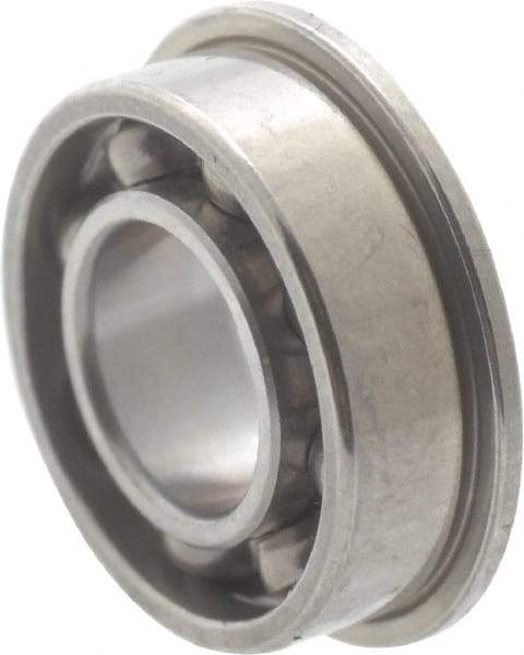 Value Collection - 1/8" Bore Diam, 5/16" OD, Open Miniature Radial Ball Bearing - 7/64" Wide, With Flange, 1 Row, Round Bore, 40 Lb Static Capacity, 124 Lb Dynamic Capacity - Strong Tooling