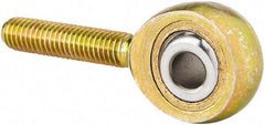 Made in USA - 7/16" ID, 1-1/8" Max OD, 4,244 Lb Max Static Cap, Male Spherical Rod End with Stud - 7/16-20 RH, Steel with Bronze Raceway - Strong Tooling