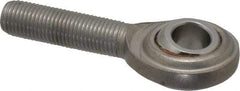 Made in USA - 3/8" ID, 1" Max OD, 3,040 Lb Max Static Cap, Plain Male Spherical Rod End - 3/8-24 RH, Stainless Steel with Stainless Steel Raceway - Strong Tooling