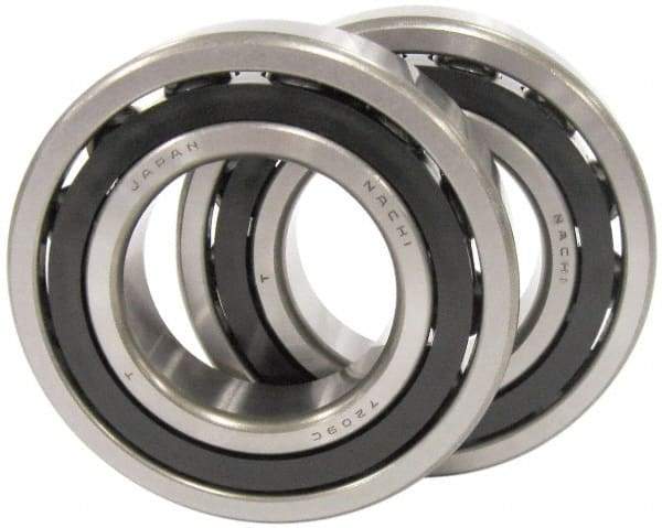 Nachi - 45mm Bore Diam, 75mm OD, Open Angular Contact Radial Ball Bearing - 16mm Wide, 1 Row, Round Bore, 39,000 Nm Static Capacity, 40,000 Nm Dynamic Capacity - Strong Tooling