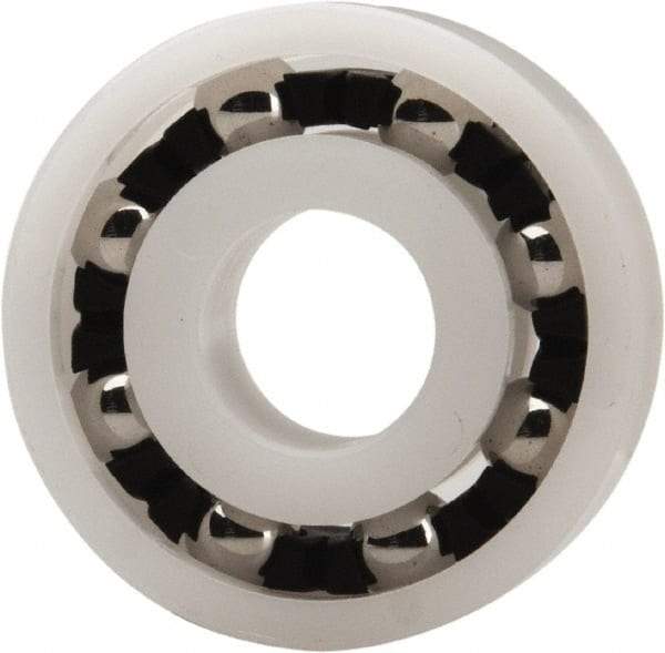 Made in USA - 8mm Bore Diam, 22mm OD, Open Plastic Race Radial Ball Bearing - 7mm Wide, 1 Row, Round Bore, 33 Lb Static Capacity, 42 Lb Dynamic Capacity - Strong Tooling