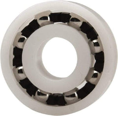 Made in USA - 8mm Bore Diam, 22mm OD, Open Plastic Race Radial Ball Bearing - 7mm Wide, 1 Row, Round Bore, 33 Lb Static Capacity, 42 Lb Dynamic Capacity - Strong Tooling