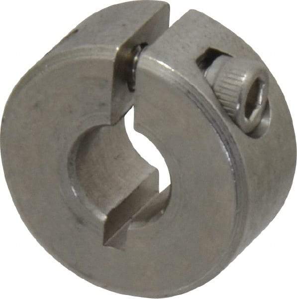 Climax Metal Products - 1/4" Bore, Stainless Steel, One Piece Clamp Collar - 11/16" Outside Diam, 5/16" Wide - Strong Tooling