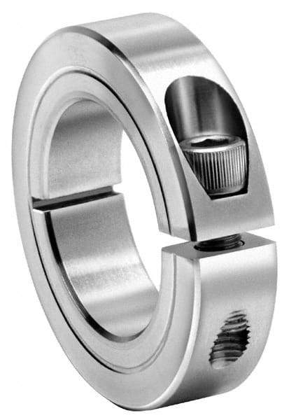 Climax Metal Products - 1-5/16" Bore, Stainless Steel, One Piece One Piece Split Shaft Collar - 2-1/4" Outside Diam, 9/16" Wide - Strong Tooling