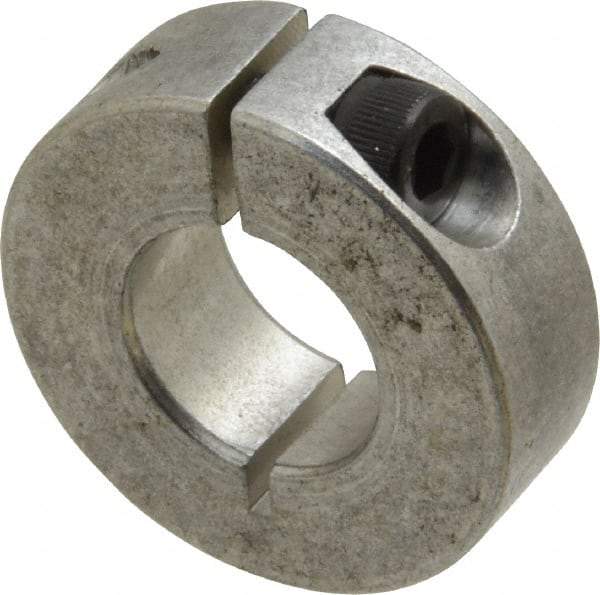 Climax Metal Products - 5/8" Bore, Aluminum, One Piece Clamp Collar - 1-5/16" Outside Diam, 7/16" Wide - Strong Tooling