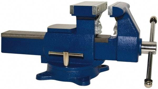 Yost Vises - 6-1/2" Jaw Width x 11" (Reversed), 7" (Regular) Jaw Opening Capacity, 3" (Reversed), 4" (Regular) Throat Depth, Bench & Pipe Combination Vise - 1/8 to 3-1/2" Pipe Capacity, Swivel Base, Bolt Down Attachment, Ductile Iron - Strong Tooling