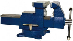 Yost Vises - 8" Jaw Width x 8-1/2" Jaw Opening Capacity, 4-3/4" (Regular) Throat Depth, Bench & Pipe Combination Vise - 1/8 to 4-1/2" Pipe Capacity, Swivel Base, Bolt Down Attachment, Ductile Iron - Strong Tooling