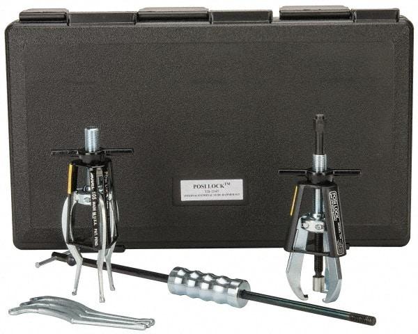 Posi Lock Puller - 5 Piece, 5 Ton Capacity, 1/2 to 5" Spread, Slide Hammer Set - 3 Jaws, 4" Reach - Strong Tooling