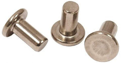 RivetKing - 0.107" Body Diam, Flat Steel Tinners Solid Rivet - 0.198" Length Under Head - Strong Tooling