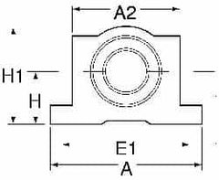 Thomson Industries - 40mm Inside Diam, 13,700 Lbs. Dynamic Capacity, Open Single Pillow Block Linear Bearing - 77mm Overall Height x 108" Overall Width, 58mm Btw Mount Hole Centers - Strong Tooling