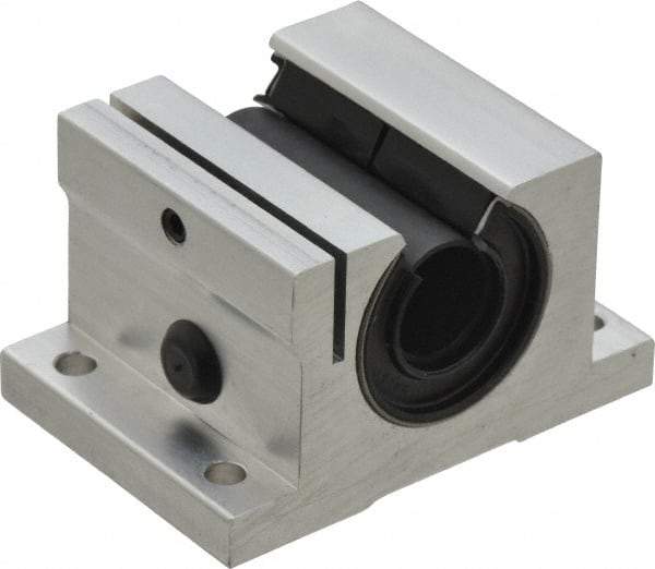 Thomson Industries - 5/8" Inside Diam, 620/1240 Lbs. Dynamic Capacity, Open Single Pillow Block Linear Bearing - 1.44" Overall Height x 2-1/2" Overall Width - Strong Tooling