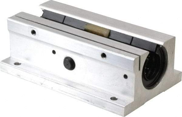 Thomson Industries - 3/4" Inside Diam, 1130/2260 Lbs. Dynamic Capacity, Open Twin Pillow Block Linear Bearing - 1.56" Overall Height x 2-3/4" Overall Width - Strong Tooling