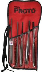 Proto - 5 Piece, 5/32 to 5/16", Pin Punch Set - Hex Shank, Steel, Comes in Tool Roll - Strong Tooling