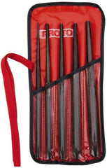 Proto - 5 Piece, 1/8 to 5/16", Drift Punch Set - Hex Shank, Steel, Comes in Tool Roll - Strong Tooling