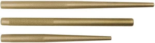 Proto - 3 Piece, 3/8 to 3/4", Drift Punch Set - Round Shank, Brass, Comes in Tool Roll - Strong Tooling