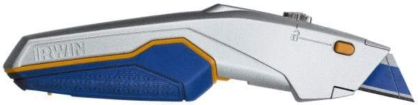 Irwin - Retractable Utility Knife - 5-3/4" Blade, Blue, Yellow & Silver ProTouch Handle, 10 Blades Included - Strong Tooling