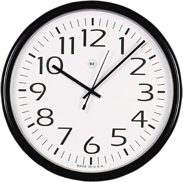 UNIVERSAL - 12 Inch Diameter, White Face, Dial Wall Clock - Analog Display, Black Case, Runs on AA Battery - Strong Tooling