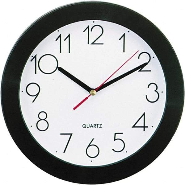 UNIVERSAL - 7-3/4 Inch Diameter, White Face, Dial Wall Clock - Analog Display, Black Case, Runs on AA Battery - Strong Tooling