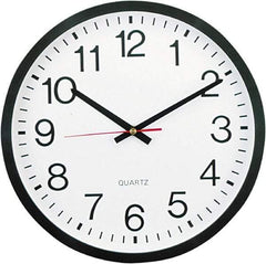 UNIVERSAL - 11-1/2 Inch Diameter, White Face, Dial Wall Clock - Analog Display, Black Case, Runs on AA Battery - Strong Tooling