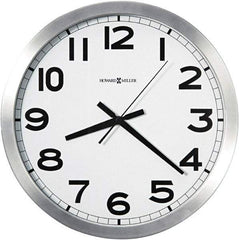 Howard Miller - 14 Inch Diameter, White Face, Dial Wall Clock - Analog Display, Silver Case, Runs on AA Battery - Strong Tooling