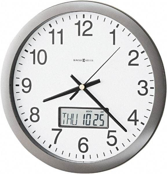 Howard Miller - 12 Inch Diameter, White Face, Dial Wall Clock - Analog Display, Gray Case, Runs on AA Battery - Strong Tooling