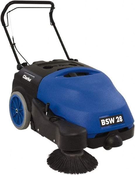 Clarke - 28" Sweeping Width, Dual Brush Sweeper - Self Propelled, Plastic Wheels, 15.8 Gal Capacity, 2.1 Cu Ft Capacity - Strong Tooling