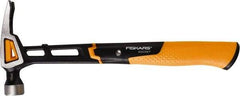 Fiskars - 16 oz Head, Straight Nail Hammer - 13-1/2" OAL, Forged Steel Head, 1-3/16" Face Diam, Smooth Face - Strong Tooling