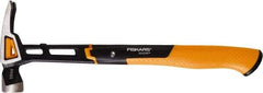 Fiskars - 20 oz Head, Straight Nail Hammer - 15-1/2" OAL, Forged Steel Head, 1-1/4" Face Diam, Smooth Face - Strong Tooling