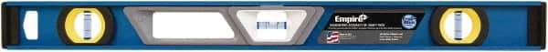 Empire Level - 24" Long 3 Vial Box Beam Level - Metal, Blue, 1 Level & 2 Plumb Vials - Strong Tooling