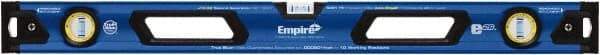 Empire Level - 32" Long 3 Vial Box Beam Level - Metal, Blue, 1 Level & 2 Plumb Vials - Strong Tooling