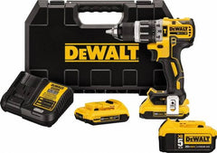 DeWALT - 20 Volt 1/2" Metal Single Sleeve w Carbide Jaws Ratcheting Chuck Chuck Cordless Hammer Drill - 0 to 34,000 BPM, 0 to 500 & 0 to 2,000 RPM, Reversible, Mid-Handle - Strong Tooling